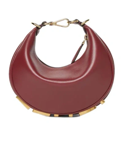 Fendi Graphy Mini Burgundy Leather Mini-bag In Red