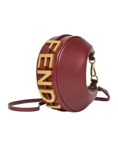 Fendi Graphy Mini Burgundy Leather Mini-bag In Red