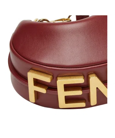 Fendi Graphy Mini Burgundy Leather Mini-bag In Red