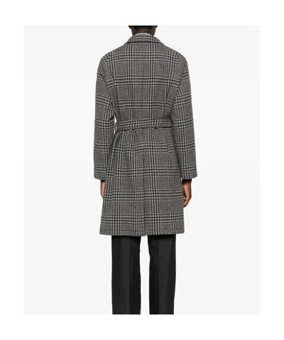 Tagliatore Prince Of Wales Virgin Wool And Cashmere Blend Coat In Gray