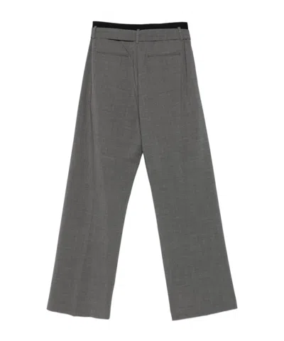 Msgm Belted Pleated Straight Leg Trousers In Gray
