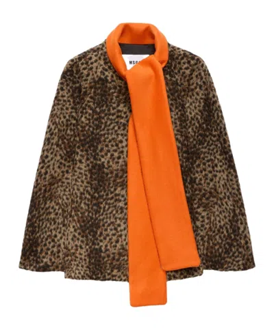 Msgm Coats Brown In Brown