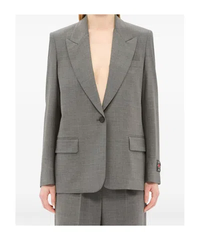 Msgm Single-breasted Blazer In Gray