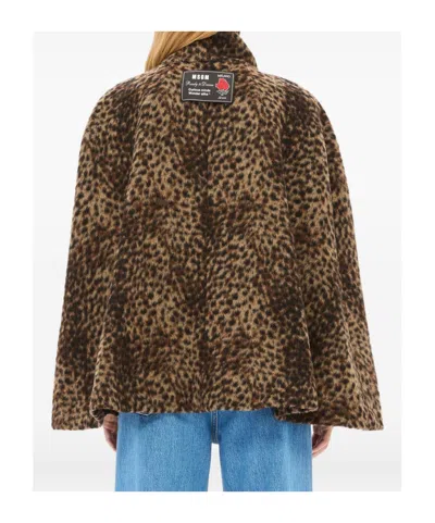 Msgm Coats Brown In Brown