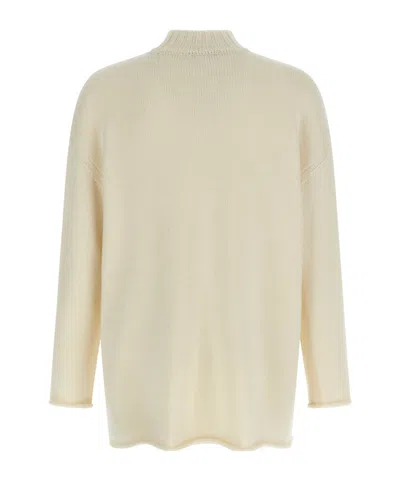 Undercover Asymmetric Hem Graphic Print Sweater In Nude