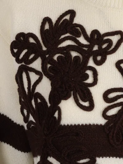 Ermanno Scervino High-neck Knit Sweater With Decorative Application In Multi