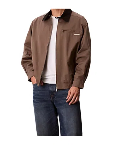Calvin Klein Jeans Est.1978 Relaxed Cotton Twill Blouson Jacket In Brown