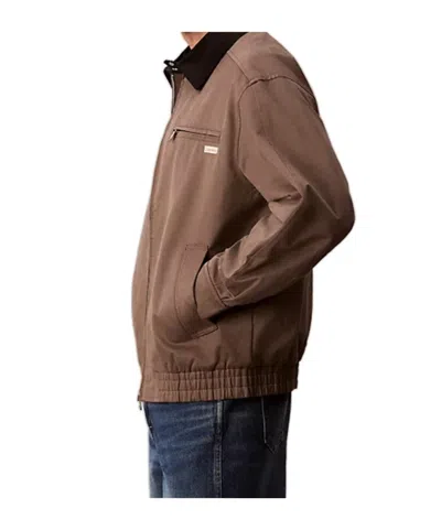 Calvin Klein Jeans Est.1978 Relaxed Cotton Twill Blouson Jacket In Brown