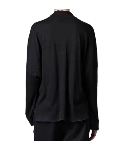 Transit Oversized Polo Shirt In Wool Jersey With Boiled Wool Inserts In Black