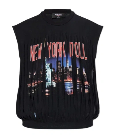 Dsquared2 X Vaquera Fringed Graphic-print Cotton T-shirt In Animal Print