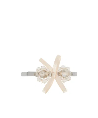 Simone Rocha Beige Petite Bow Mini Flower Hair Clip In Gold
