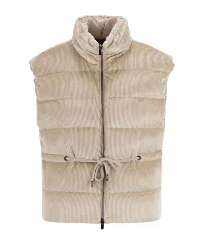 Peserico Sleeveless Down Vest In Brown
