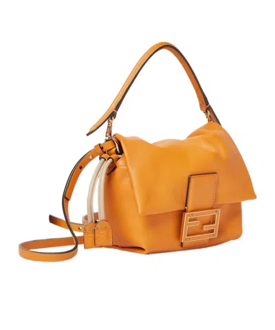 Fendi Dark Orange Nappa Leather Mini-bag In Orange
