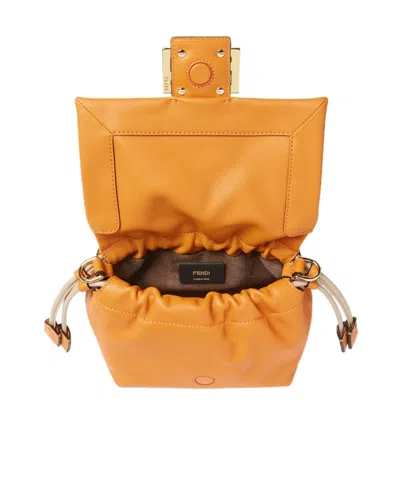 Fendi Dark Orange Nappa Leather Mini-bag In Orange