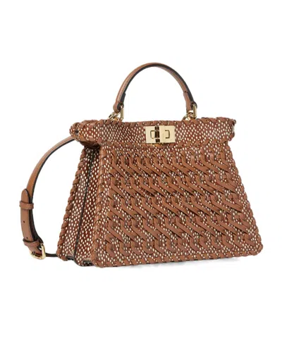 Fendi Brown Interlaced Leather Bag In Brown