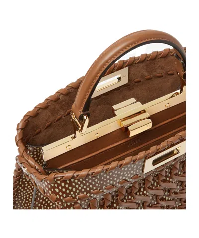 Fendi Brown Interlaced Leather Bag In Brown