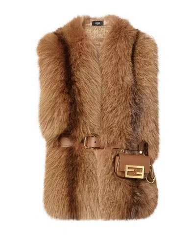 Fendi Multifunctional Extra Long Shawl In Brown