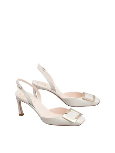 Roger Vivier Trompette Slingback Pumps In Patent Leather In White