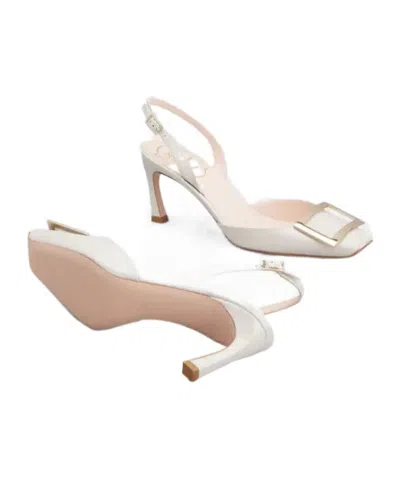 Roger Vivier Trompette Slingback Pumps In Patent Leather In White