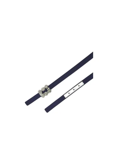 Roger Vivier Efflorescence Belt In Satin In Blue