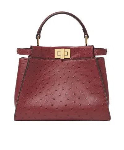 Fendi Peekaboo Mini Shoulder Bag In Red