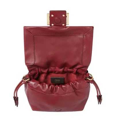 Fendi Women Mamma Baguette Small Leather Crossbody Bag In Red