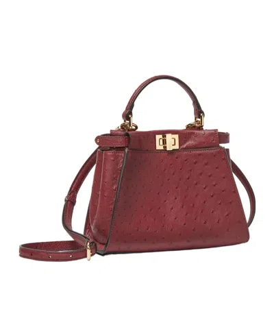 Fendi Peekaboo Mini Shoulder Bag In Red