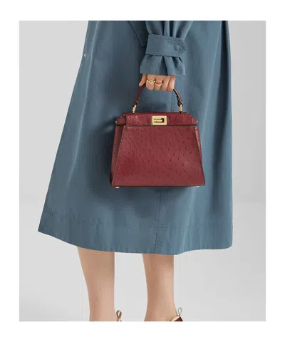 Fendi Peekaboo Mini Shoulder Bag In Red