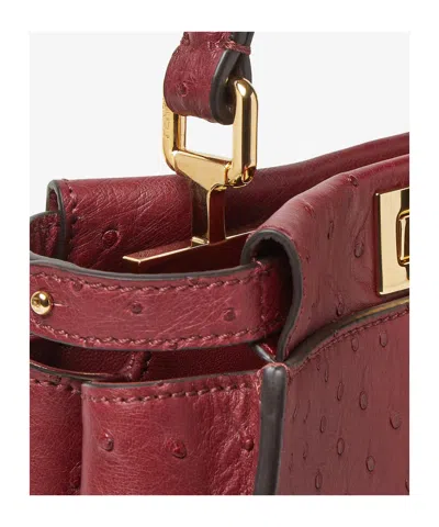 Fendi Peekaboo Mini Shoulder Bag In Red