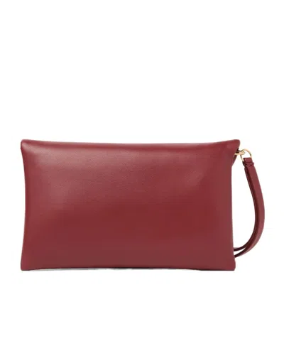 Fendi Nappa Leather Mamma Baguette Pouch With Chain In Burgundy