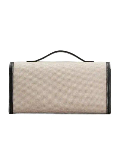 Roger Vivier Belle Vivier Buckled Canvas Clutch In Brown