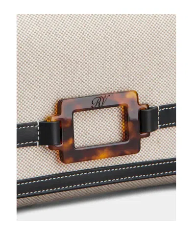 Roger Vivier Belle Vivier Buckled Canvas Clutch In Brown