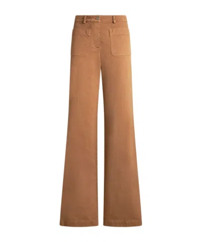 Etro Plain-coloured Wide-leg Trousers In Brown