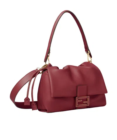 Fendi Medium Mamma Baguette Ff-buckle Tote Bag In Red