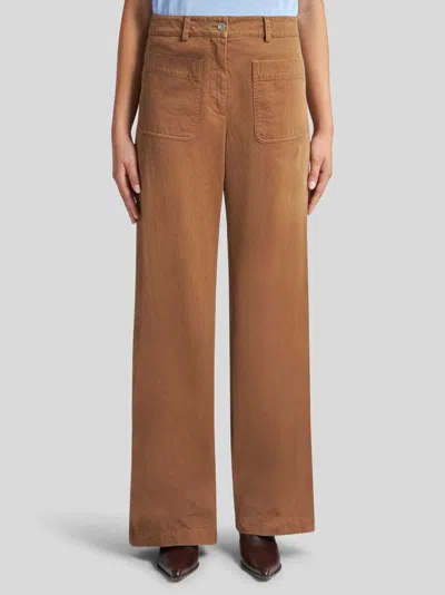 Etro Plain-coloured Wide-leg Trousers In Brown