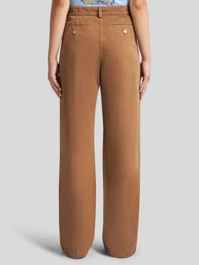 Etro Plain-coloured Wide-leg Trousers In Brown