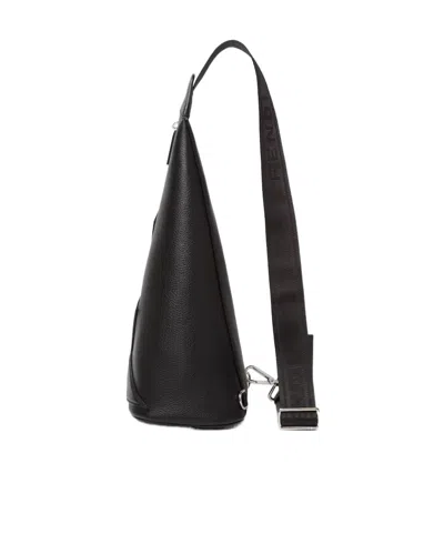 Fendi Cono Large Vitcher One Strap Triangular Backpack In Black