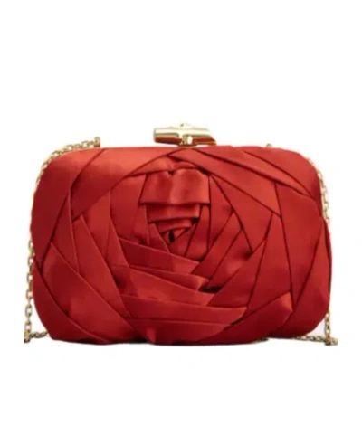 Roger Vivier Rose Vivier Clutch In Satin In Red