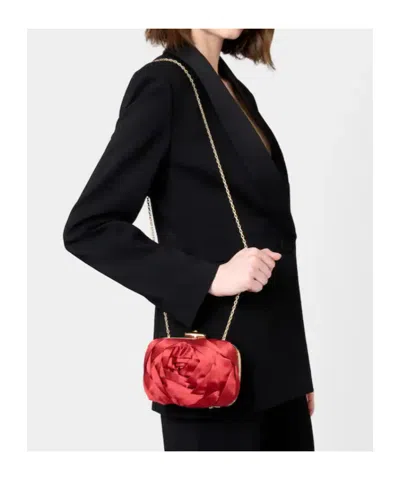 Roger Vivier Rose Vivier Clutch In Satin In Red