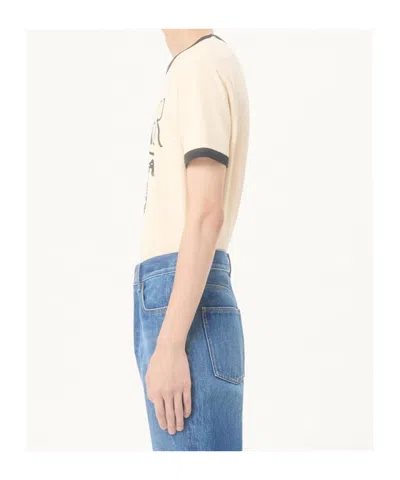 Valentino Garavani Butter-colored T-shirt With Panther Print In Yellow