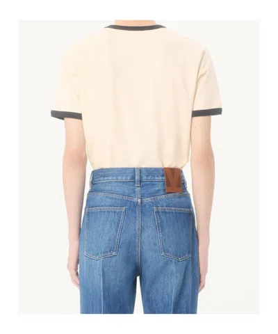 Valentino Garavani Butter-colored T-shirt With Panther Print In Yellow