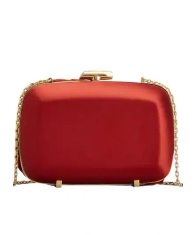 Roger Vivier Rose Vivier Clutch In Satin In Red