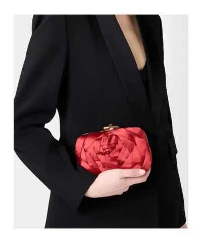 Roger Vivier Rose Vivier Clutch In Satin In Red
