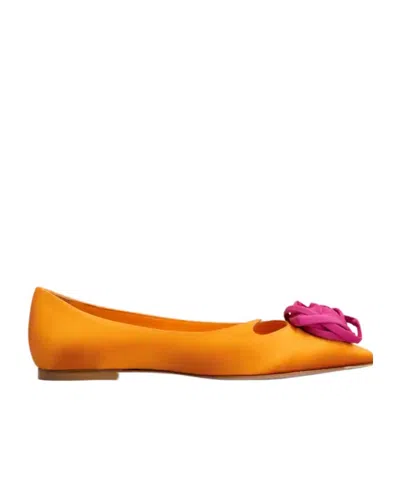 Roger Vivier Rose Vivier Ballerinas In Satin In Orange