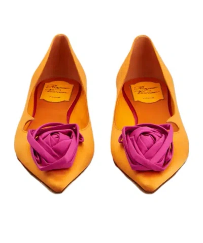 Roger Vivier Rose Vivier Ballerinas In Satin In Orange