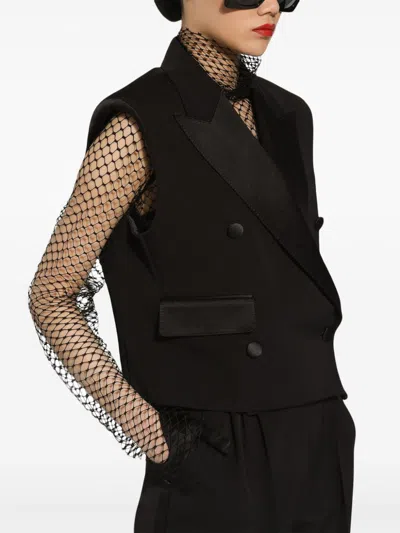 Dolce & Gabbana Doublebreasted Sleeveless Jacket In Black