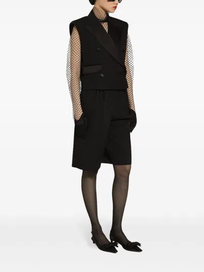 Dolce & Gabbana Doublebreasted Sleeveless Jacket In Black