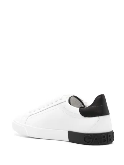 Dolce & Gabbana Women White Low Top Sneaker With Animal-motif Logo In Leather Woman In Multi