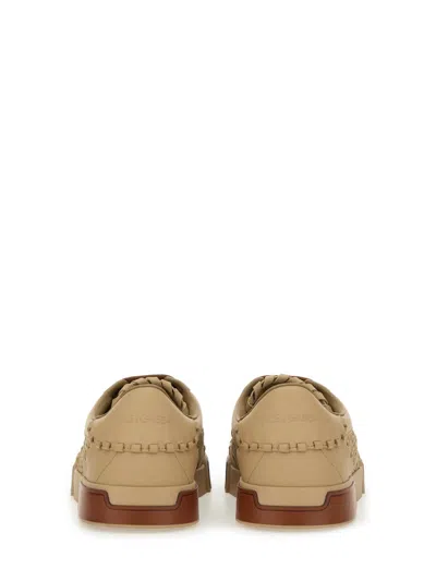 Dolce & Gabbana Cappuccino Leather Portofino Sneakers In Brown