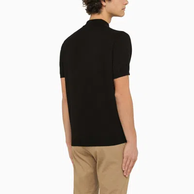 Drumohr Black Polo Shirt In Cotton In Black